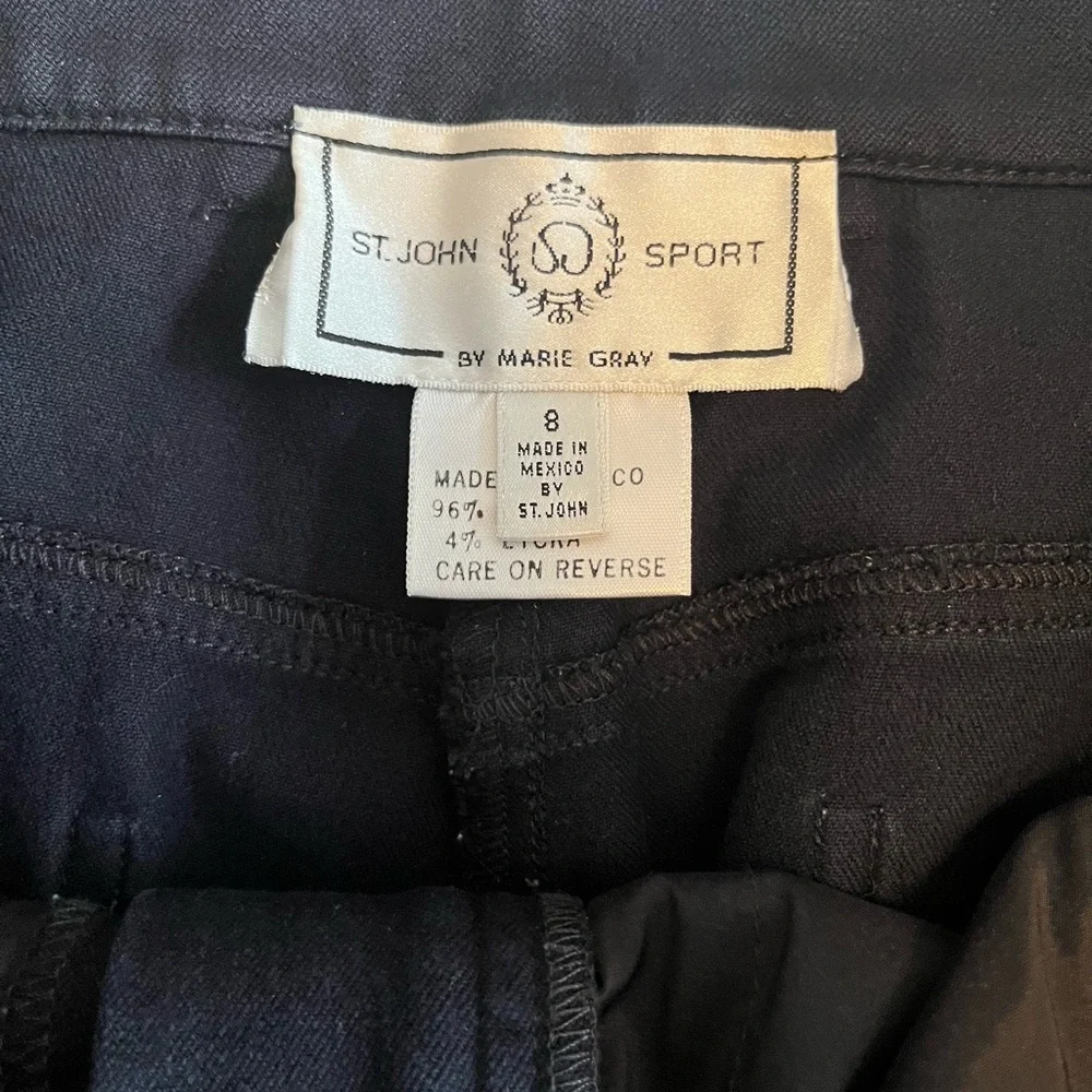 St John Sport Black Pants Gold Button Detail Designer Trousers Size 8 - Picture 2 of 2